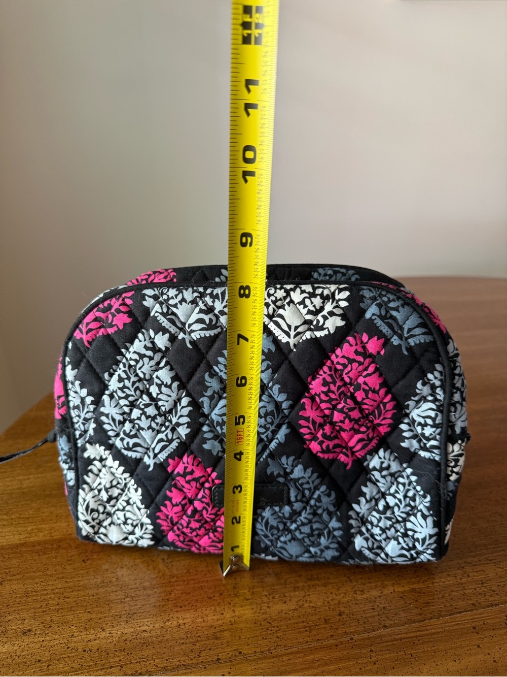 Vera Bradley Black Cosmetic Pouch with Pink and Light Gray Medallions - Picture 2 of 5